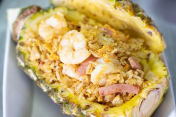 Fried rice served in pineapple