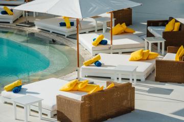 Daybeds around the pool
