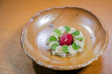 Aged black king fish and mulberry