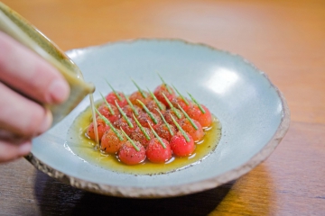 Berry tomatoes and jicama katsuoboshi