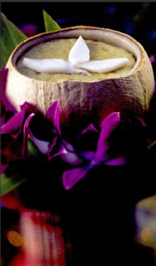 What wonderful treat is in the coconut at Blue Elephant?