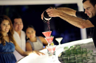 Evening party time at the outdoor bar